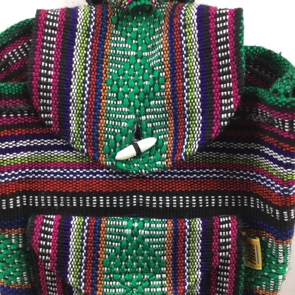 ARTESANIAS Mr Pinzon. Woven Mexican Backpack Multicolored Midsize - Picture 3 of 8